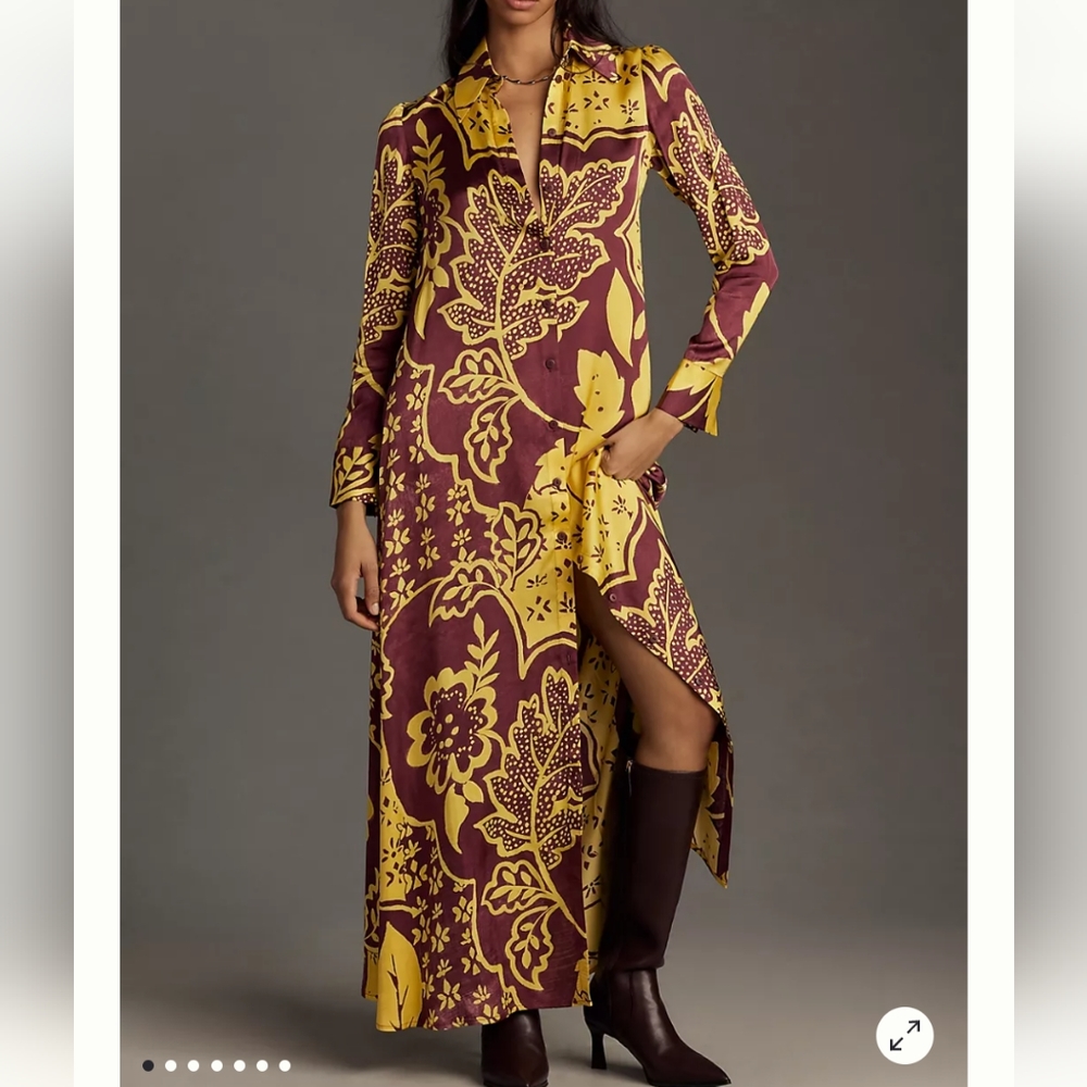 Corey Lynn Calter Long Sleeve Printed Shirt Dress S